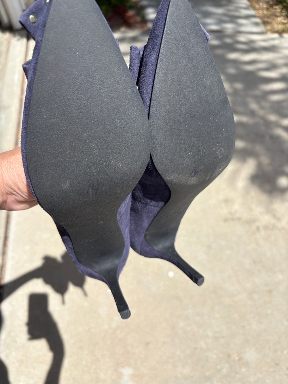 Cole Haan Navy Suede Pointed Toe Pumps with Bow Accent - Picture 3 of 3